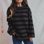 Florence | Women's Oversized Striped Knit Sweater – Textured Long-Sleeve Jumper with Relaxed Fit for Autumn and Winter Casual Wear