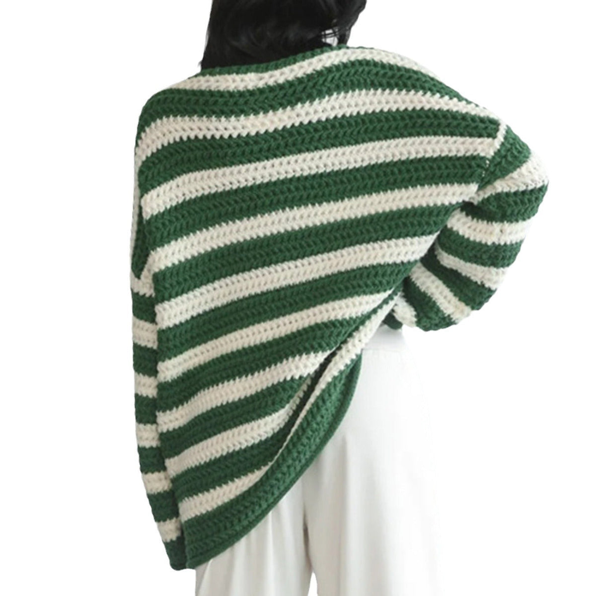 Florence | Women's Oversized Striped Knit Sweater – Textured Long-Sleeve Jumper with Relaxed Fit for Autumn and Winter Casual Wear