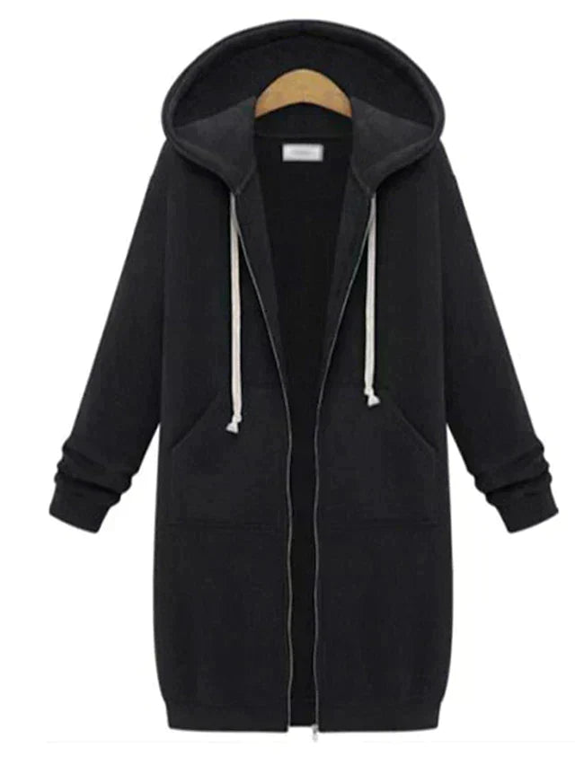 Grace | Women's Long Zip-Up Hoodie – Relaxed Hooded Cardigan Style for Casual Autumn Winter Loungewear and Everyday Layering