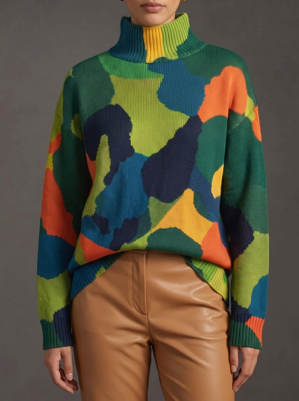 Annie | Abstract Color-Block Turtleneck