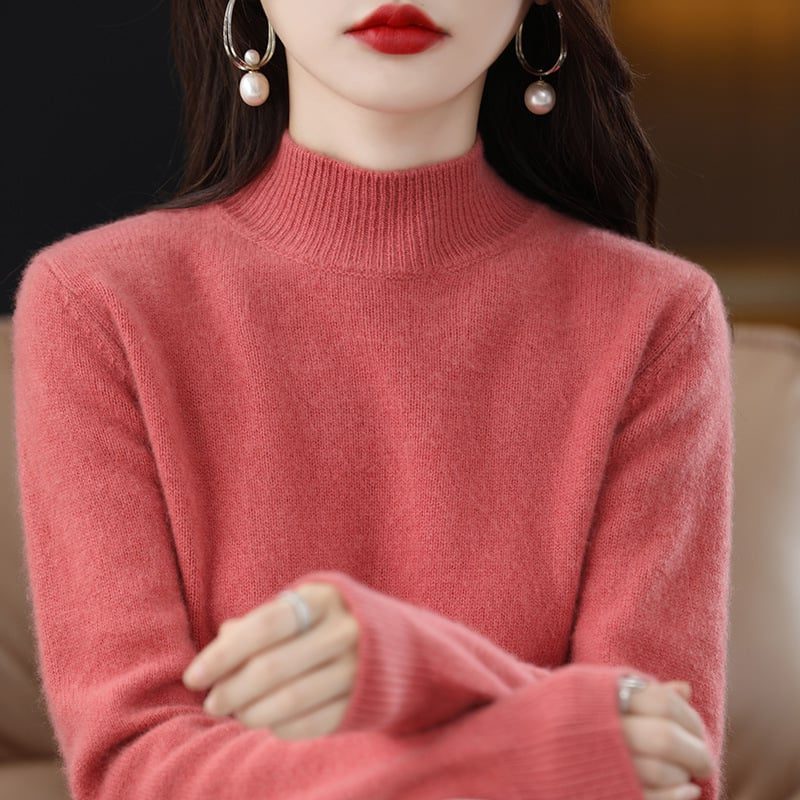 Judith | Women's Fine-Knit Mock-Neck Sweater – Long-Sleeve Pullover with Ribbed Trims for Everyday Layering