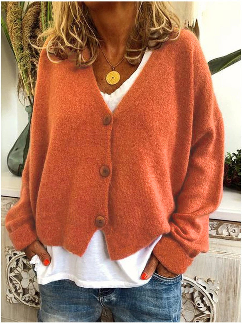 Melissa | Women's Relaxed V-Neck Knitted Cardigan – Soft Button-Up Layer for Casual Everyday Autumn Winter Wear
