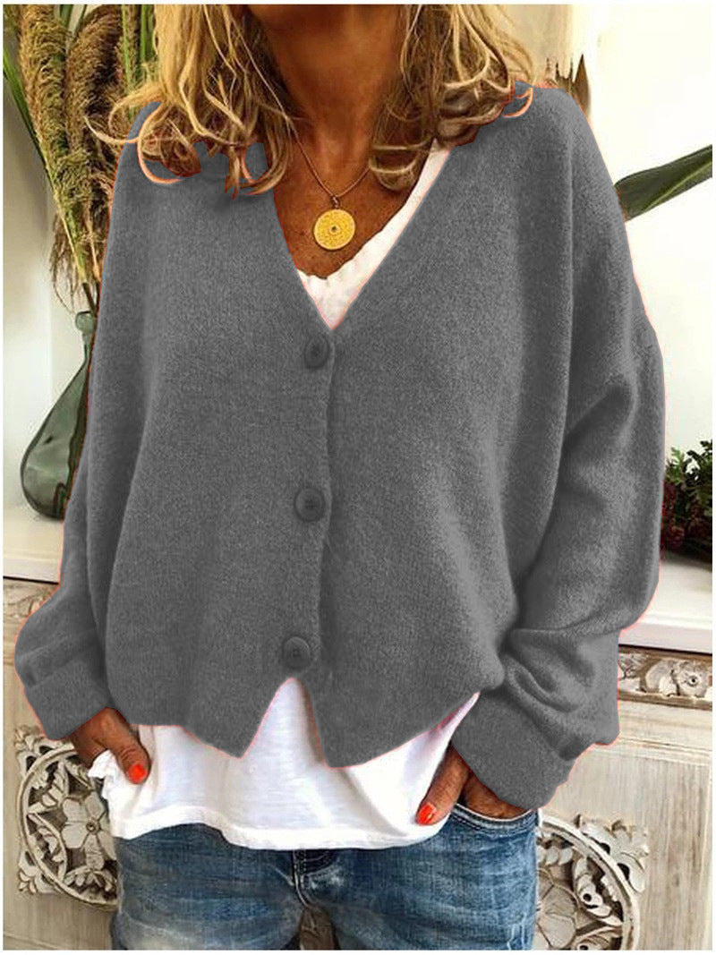 Melissa | Women's Relaxed V-Neck Knitted Cardigan – Soft Button-Up Layer for Casual Everyday Autumn Winter Wear
