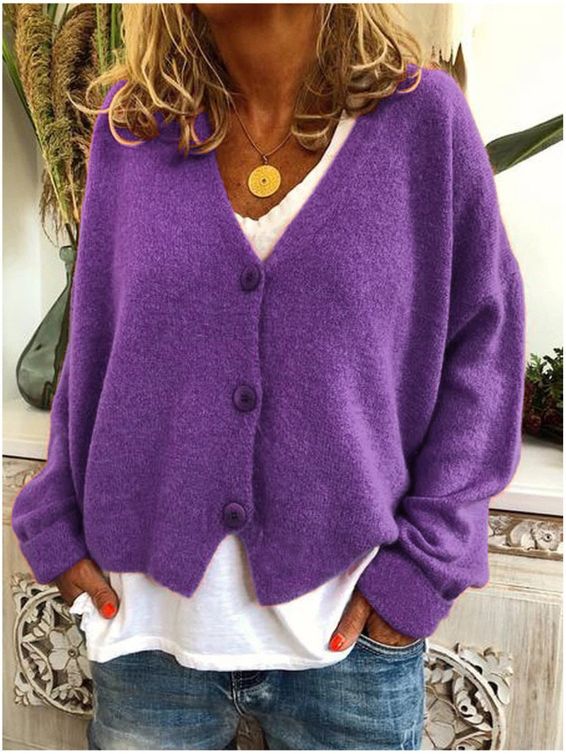 Melissa | Women's Relaxed V-Neck Knitted Cardigan – Soft Button-Up Layer for Casual Everyday Autumn Winter Wear