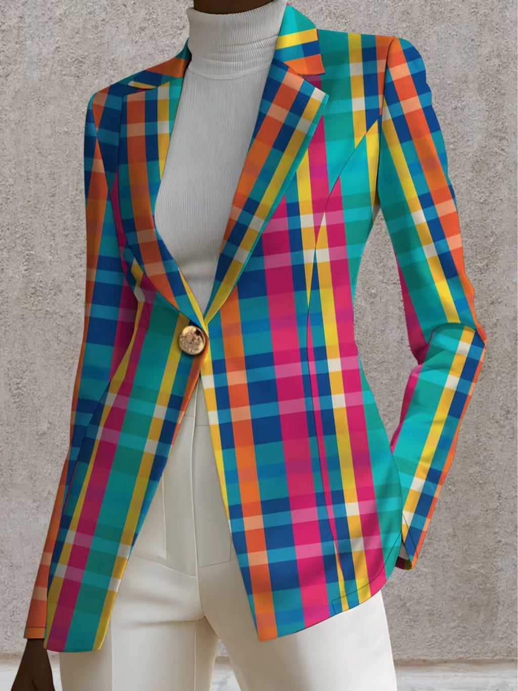 Vanessa | Rainbow Plaid Blazer