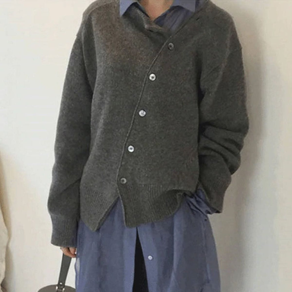 Theresa | Women's Button-Front Knit Cardigan – Soft Cashmere-Blend Long-Sleeve Sweater for Work Casual and Everyday Layering