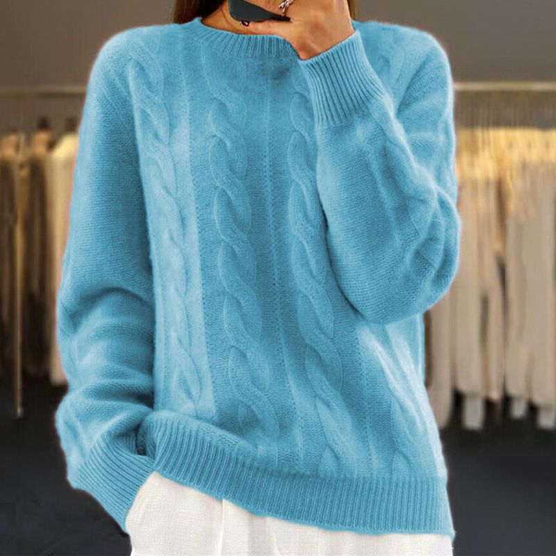 Imogen | Women's Cable-Knit Crew-Neck Sweater – Warm Long-Sleeve Pullover for Autumn Winter and Everyday Wear