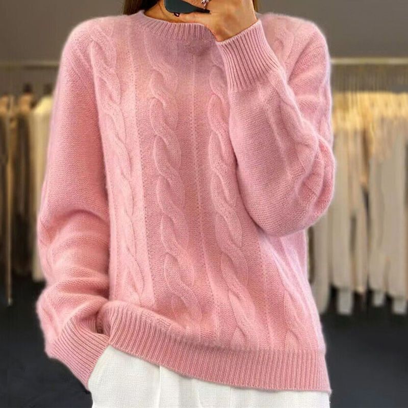 Imogen | Women's Cable-Knit Crew-Neck Sweater – Warm Long-Sleeve Pullover for Autumn Winter and Everyday Wear