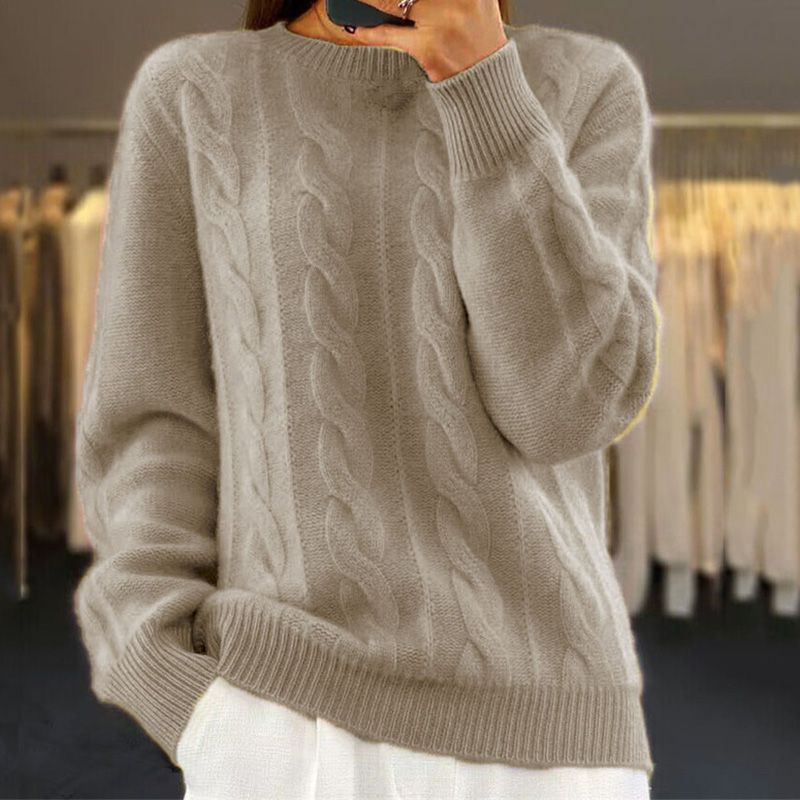 Imogen | Women's Cable-Knit Crew-Neck Sweater – Warm Long-Sleeve Pullover for Autumn Winter and Everyday Wear