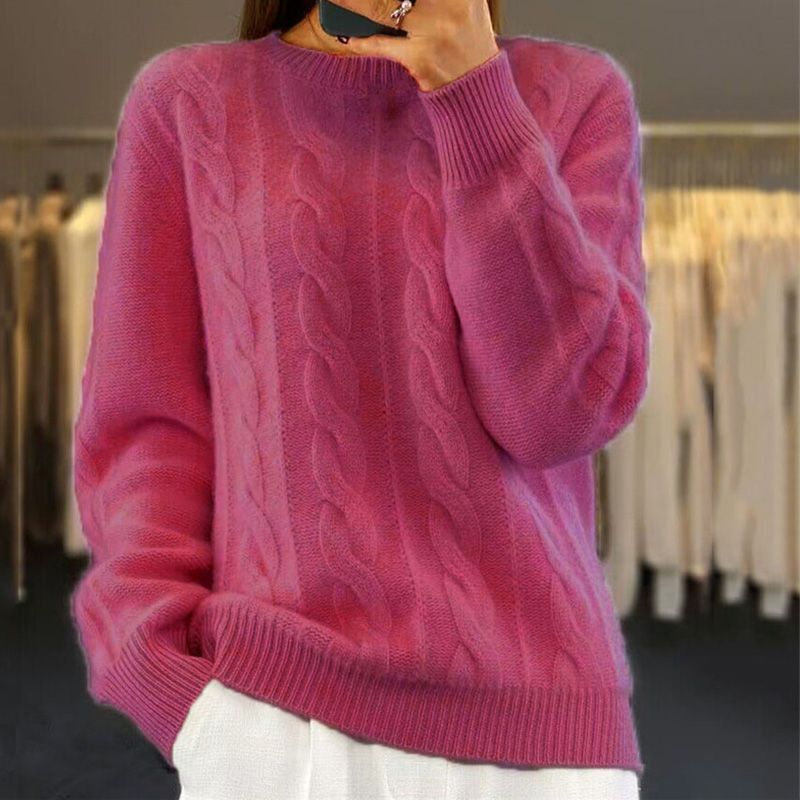 Imogen | Women's Cable-Knit Crew-Neck Sweater – Warm Long-Sleeve Pullover for Autumn Winter and Everyday Wear