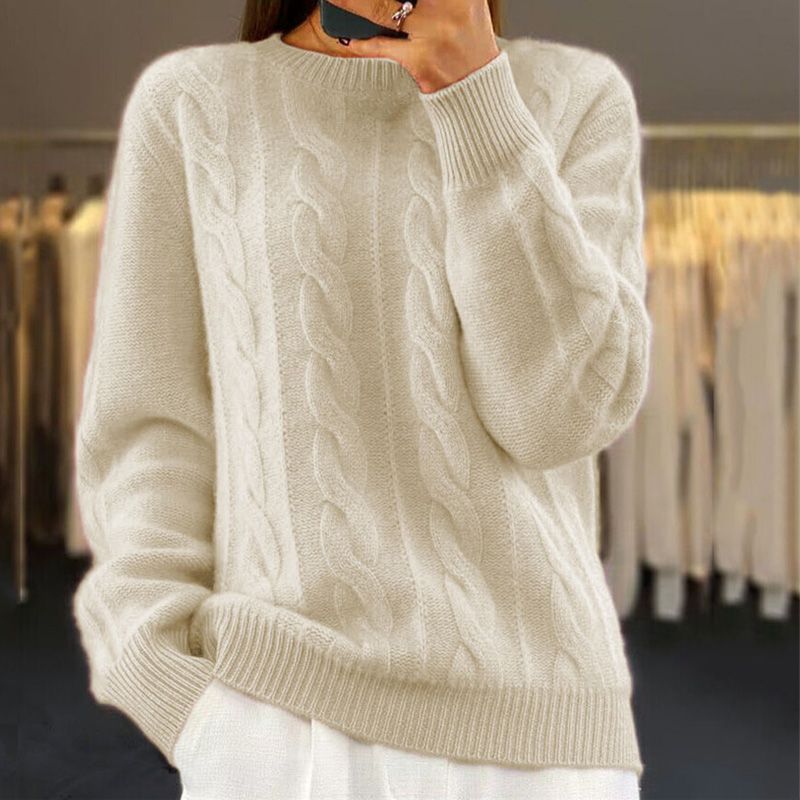 Imogen | Women's Cable-Knit Crew-Neck Sweater – Warm Long-Sleeve Pullover for Autumn Winter and Everyday Wear