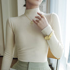 Tilly | Women's Fine-Rib Mock-Neck Sweater – Slim Long-Sleeve Essential for Autumn Layering