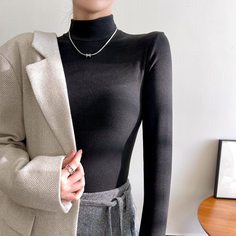 Tilly | Women's Fine-Rib Mock-Neck Sweater – Slim Long-Sleeve Essential for Autumn Layering