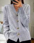 Caroline | Women's Knit Cardigan Heart Button Detail Relaxed Fit Layering Piece