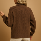 Phoebe | Women's Soft Turtleneck Knitted Sweater with Ribbed Trims – Comfortable Long-Sleeved Layer for Office Outfits and Smart Casual Days