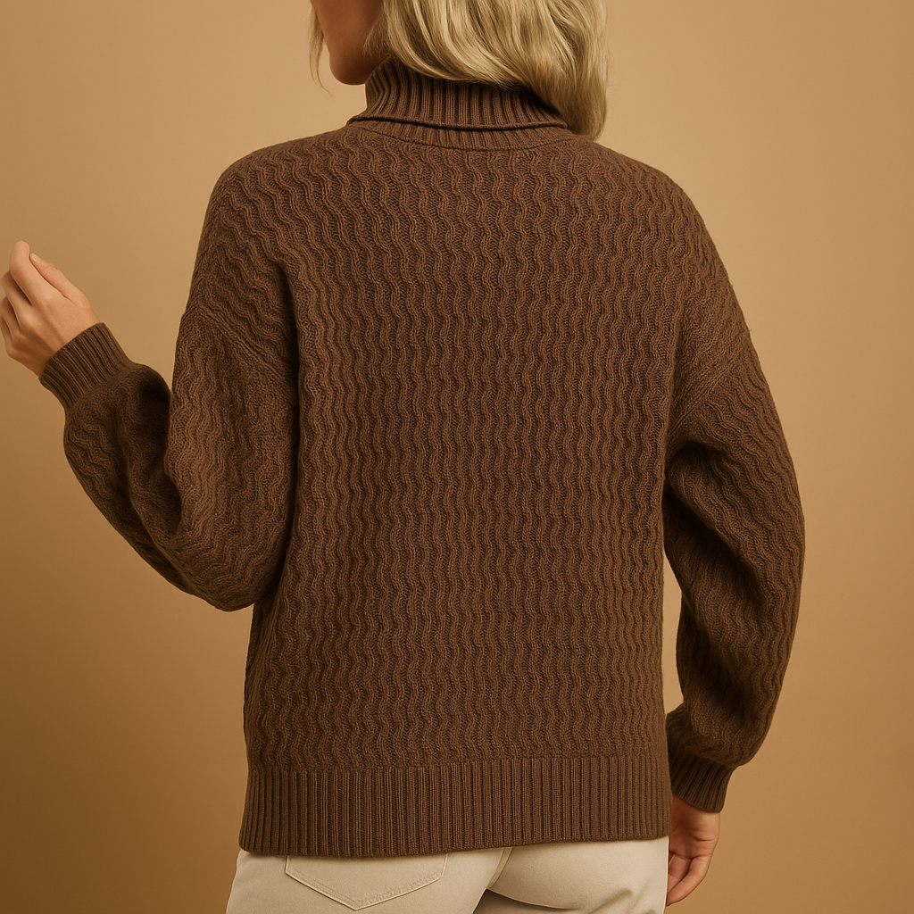 Phoebe | Women's Soft Turtleneck Knitted Sweater with Ribbed Trims – Comfortable Long-Sleeved Layer for Office Outfits and Smart Casual Days
