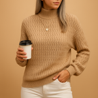 Phoebe | Women's Soft Turtleneck Knitted Sweater with Ribbed Trims – Comfortable Long-Sleeved Layer for Office Outfits and Smart Casual Days