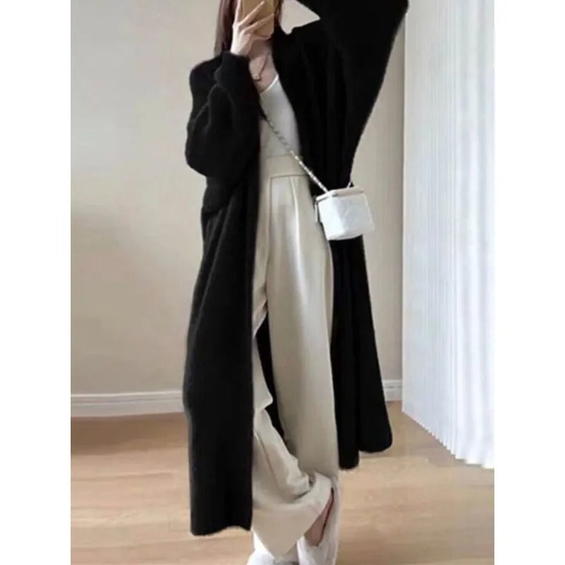 Joanne | Women's Long Open-Front Fuzzy Knit Cardigan – Soft Textured Maxi Layer for Elegant Everyday and Transitional Wear