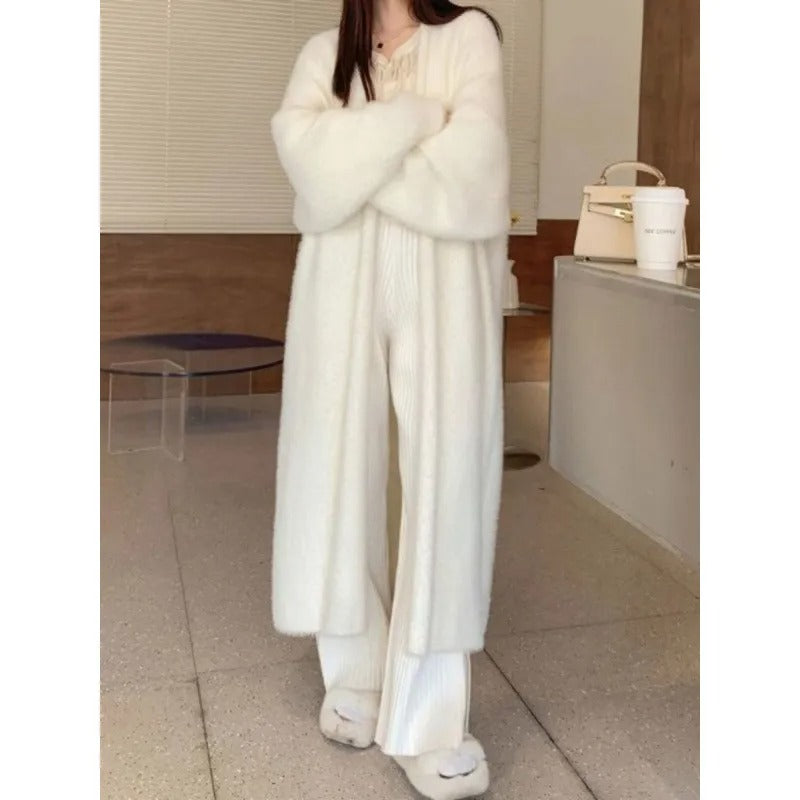 Joanne | Women's Long Open-Front Fuzzy Knit Cardigan – Soft Textured Maxi Layer for Elegant Everyday and Transitional Wear