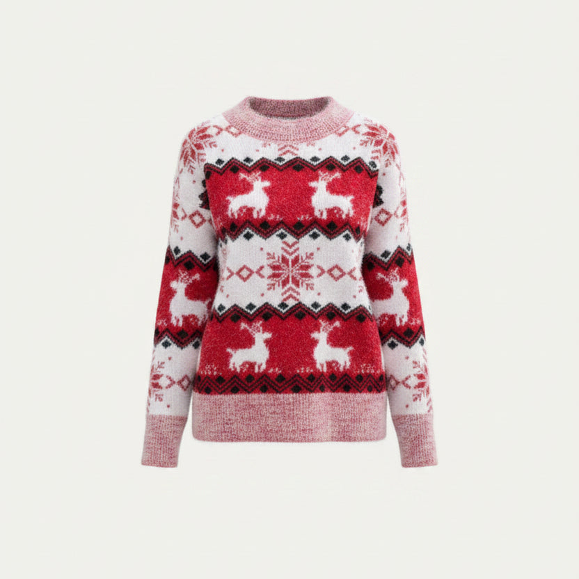 Stella | Women's Reindeer Fair Isle Sweater – Cosy Christmas Knit for Winter Wear