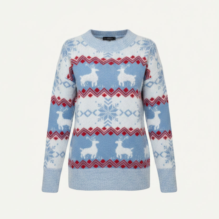 Stella | Women's Reindeer Fair Isle Sweater – Cosy Christmas Knit for Winter Wear