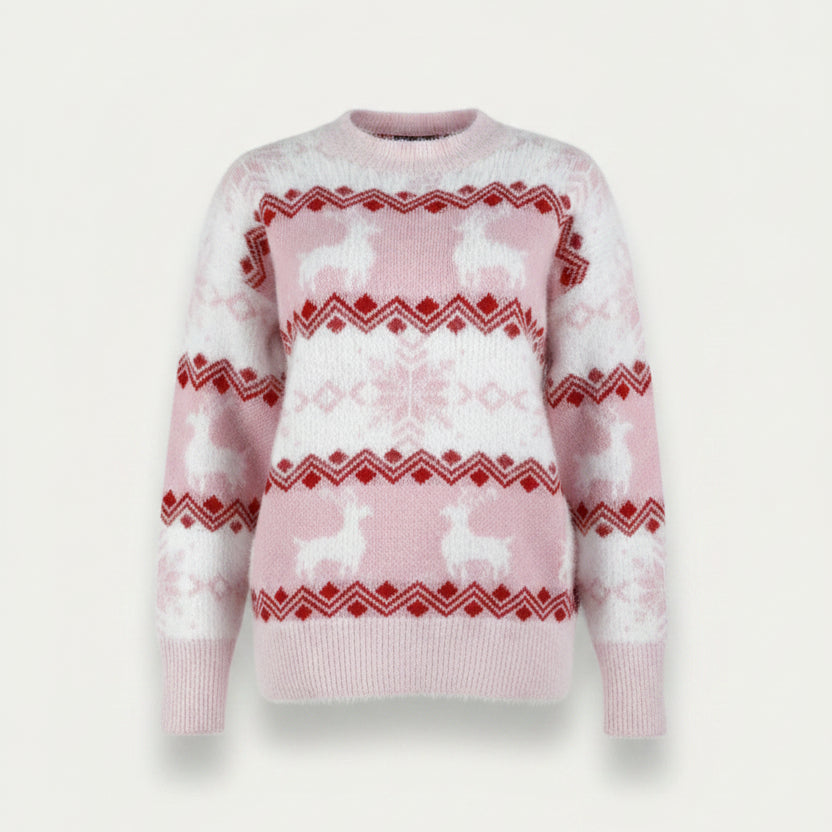 Stella | Women's Reindeer Fair Isle Sweater – Cosy Christmas Knit for Winter Wear