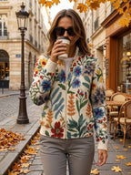 Pearl | Botanical Garden Floral Zip Cardigan
