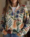 Pearl | Botanical Garden Floral Zip Cardigan