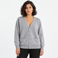 Betty | Women's V-Neck Button Knitted Cardigan – Pocketed Relaxed Layer for Autumn Workdays and Everyday Styling