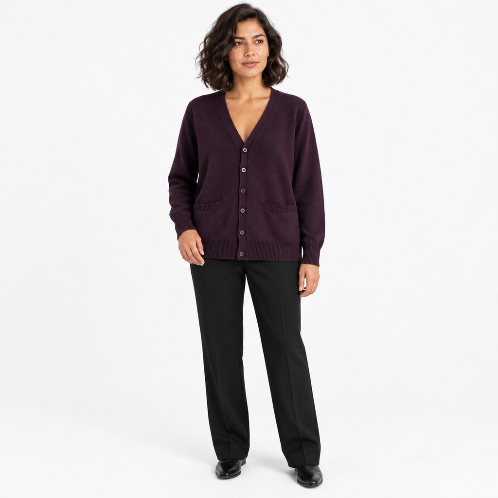 Betty | Women's V-Neck Button Knitted Cardigan – Pocketed Relaxed Layer for Autumn Workdays and Everyday Styling