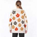Katherine | Women's Floral Appliqué Knitted Cardigan – Relaxed V-Neck Button Style for Cosy Autumn Days and Casual Layering
