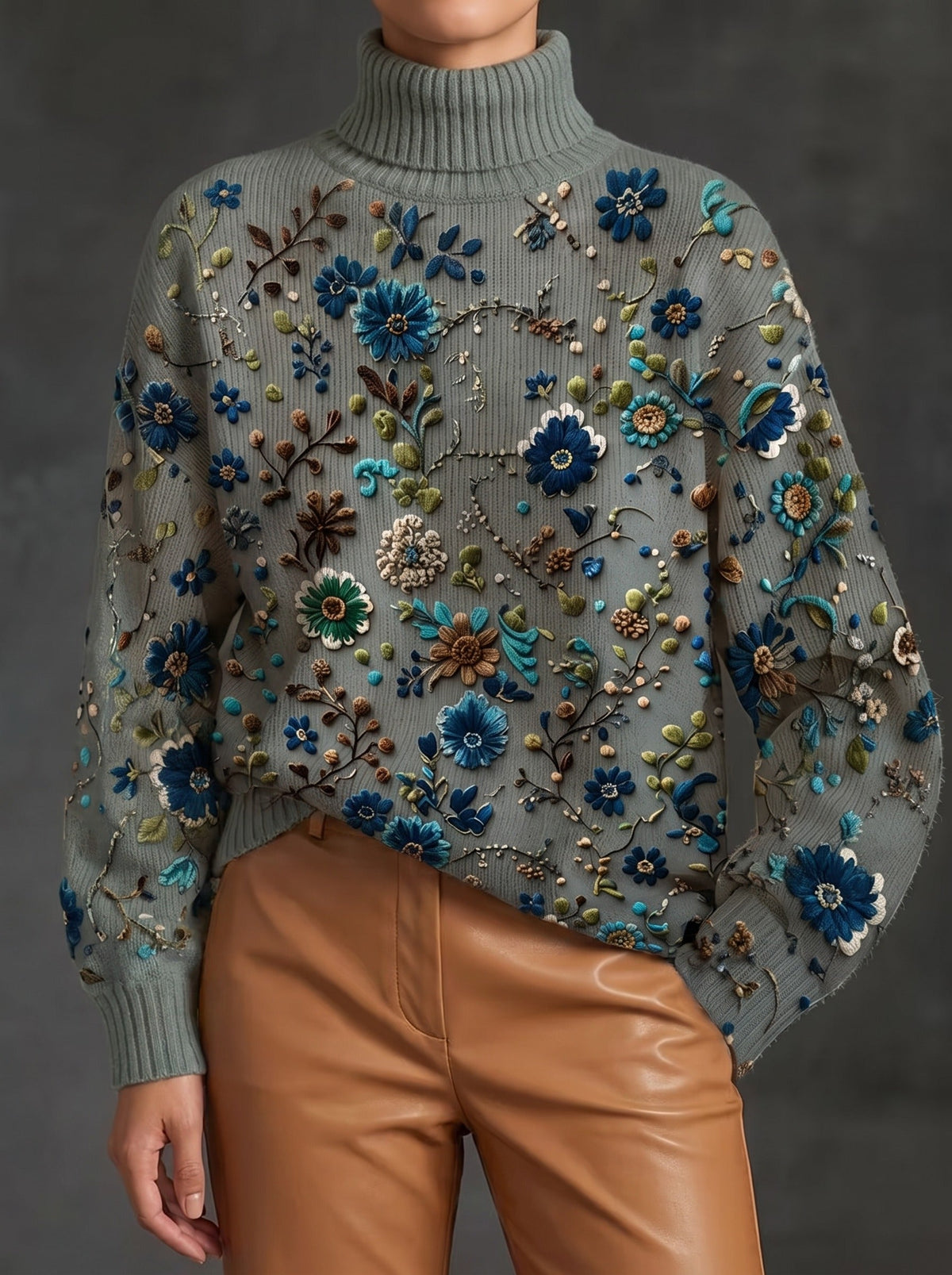 Eloise | Sage Bloom Turtleneck