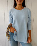 Imogen | Women's Long Sleeve Round Neck Knitted Top Casual Cotton Blend Everyday Comfortable Basic Layering Wear