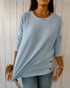 Imogen | Women's Long Sleeve Round Neck Knitted Top Casual Cotton Blend Everyday Comfortable Basic Layering Wear