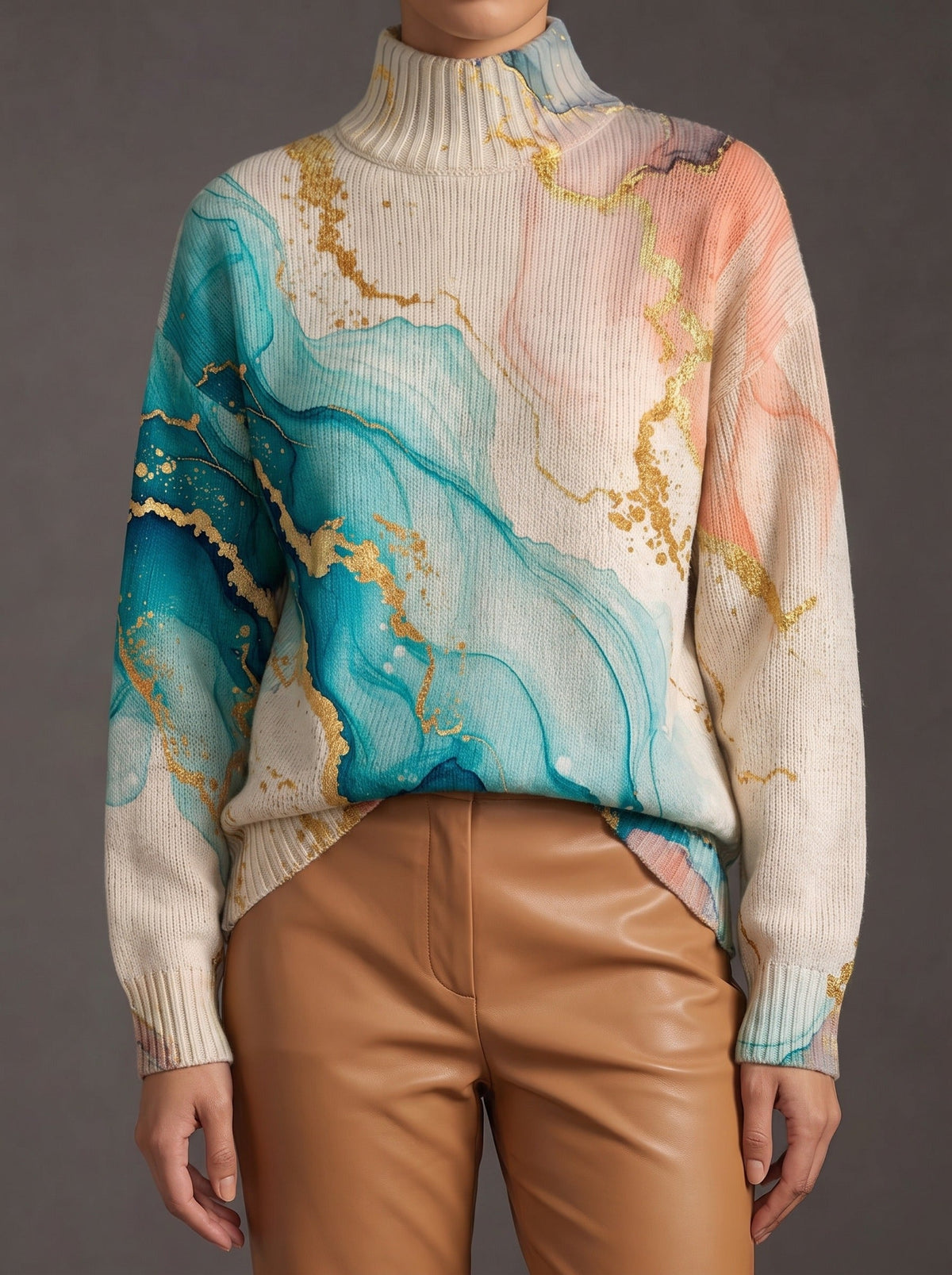 Ivy | Marbled Ink Turtleneck