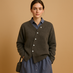 Joan | Women's Soft Wool-Look Knitted Cardigan with V-Neck and Button Front – Relaxed Layer for Autumn Days and Smart Casual Outfits