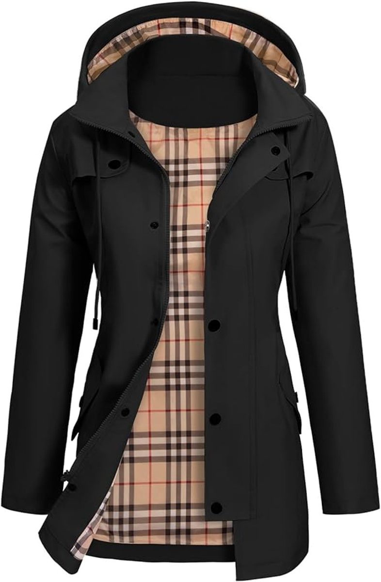 Valerie | Women's Waterproof Hooded Raincoat – Fitted Mid-Length Jacket with Storm Flap and Utility Pockets for Wet-Weather Wear