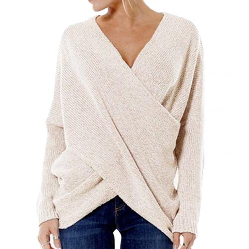 Jessica | Women's Wrap Front V-Neck Sweater – Relaxed Long-Sleeve Knit for Smart Casual Wear