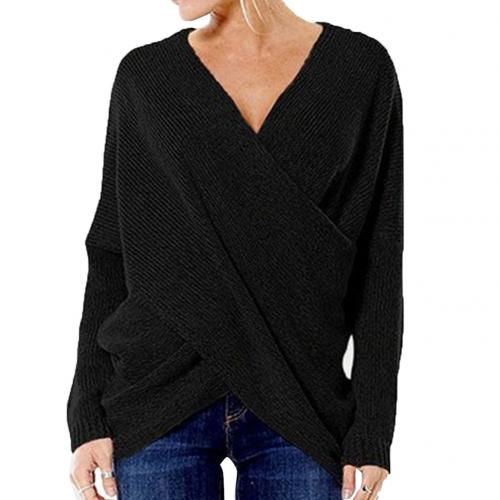 Jessica | Women's Wrap Front V-Neck Sweater – Relaxed Long-Sleeve Knit for Smart Casual Wear