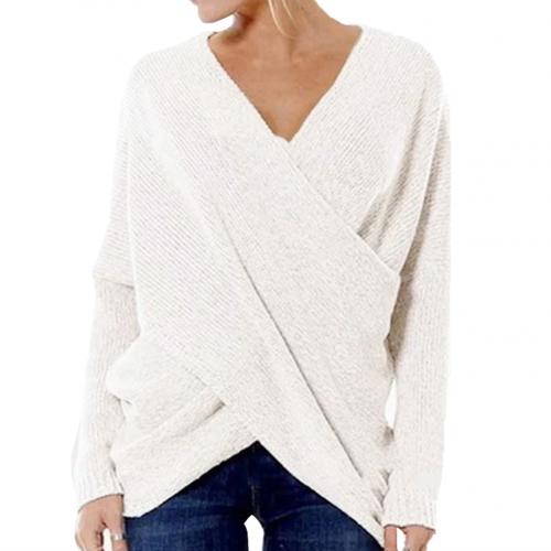 Jessica | Women's Wrap Front V-Neck Sweater – Relaxed Long-Sleeve Knit for Smart Casual Wear