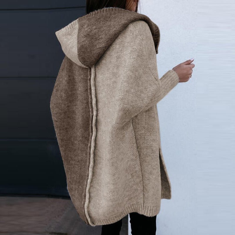 Leah | Women's Patchwork Hooded Knit Cardigan – Stylish Casual Comfortable Warm Everyday Layering Sweater