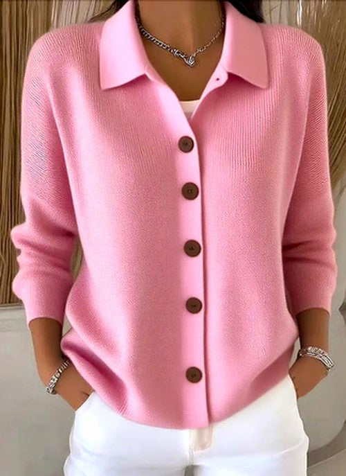Lucy | Women's Button Knit Cardigan with Relaxed Collar
