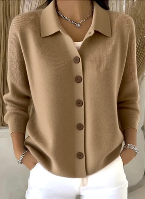 Lucy | Women's Button Knit Cardigan with Relaxed Collar