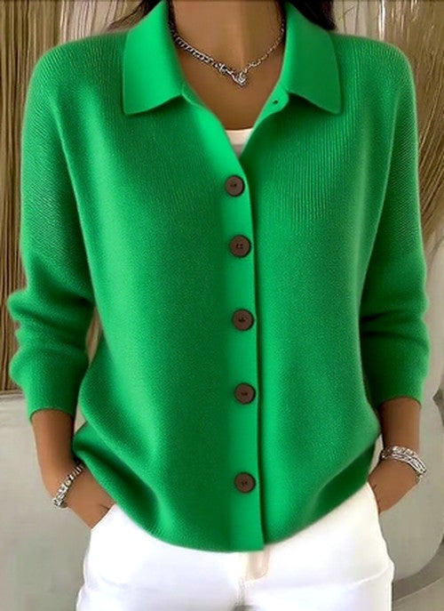 Lucy | Women's Button Knit Cardigan with Relaxed Collar
