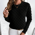 Kelly | Women's Cable Knit Cashmere Sweater with Crew Neck